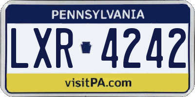 PA license plate LXR4242