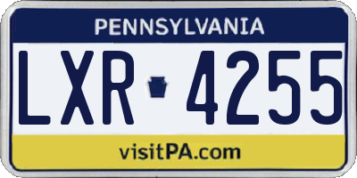 PA license plate LXR4255