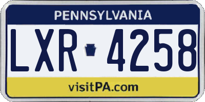 PA license plate LXR4258