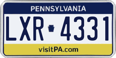 PA license plate LXR4331