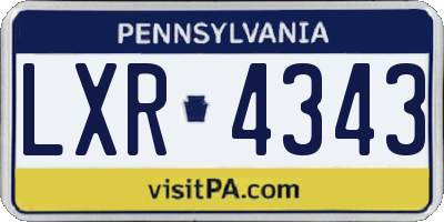 PA license plate LXR4343