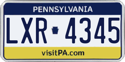 PA license plate LXR4345