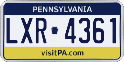 PA license plate LXR4361