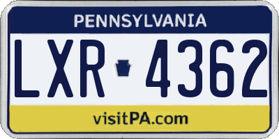 PA license plate LXR4362