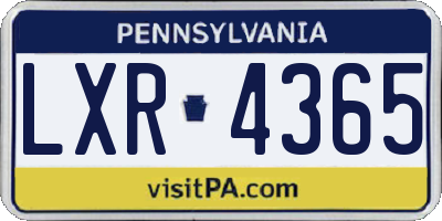 PA license plate LXR4365