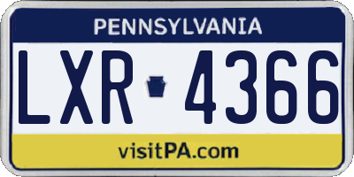PA license plate LXR4366