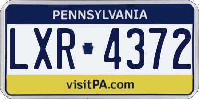 PA license plate LXR4372