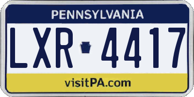 PA license plate LXR4417
