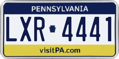 PA license plate LXR4441