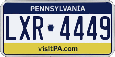 PA license plate LXR4449