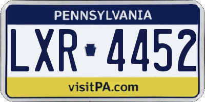 PA license plate LXR4452