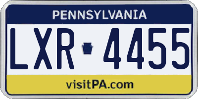 PA license plate LXR4455