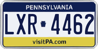 PA license plate LXR4462