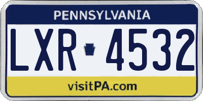 PA license plate LXR4532