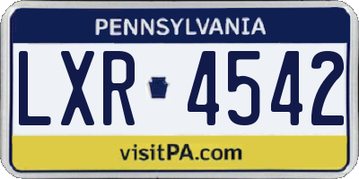 PA license plate LXR4542