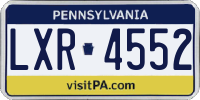 PA license plate LXR4552