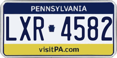 PA license plate LXR4582