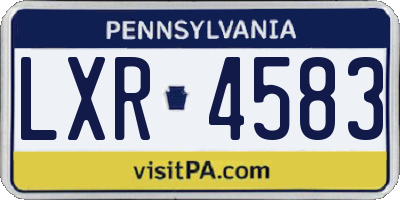 PA license plate LXR4583