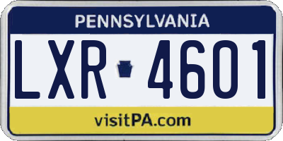 PA license plate LXR4601
