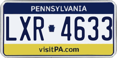 PA license plate LXR4633