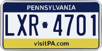 PA license plate LXR4701