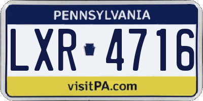 PA license plate LXR4716