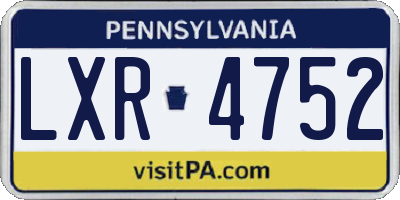 PA license plate LXR4752