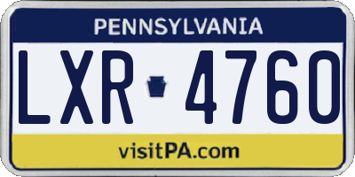 PA license plate LXR4760