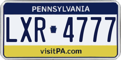 PA license plate LXR4777