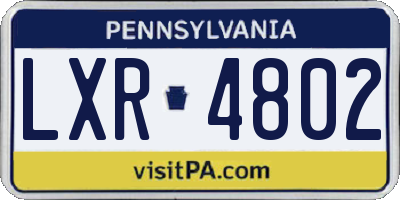 PA license plate LXR4802