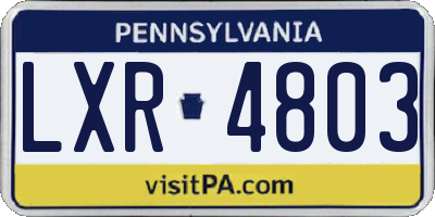 PA license plate LXR4803