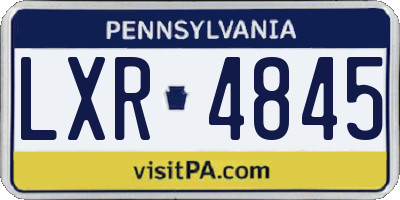 PA license plate LXR4845