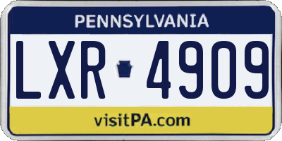 PA license plate LXR4909
