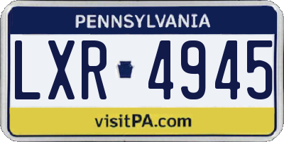 PA license plate LXR4945