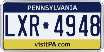 PA license plate LXR4948