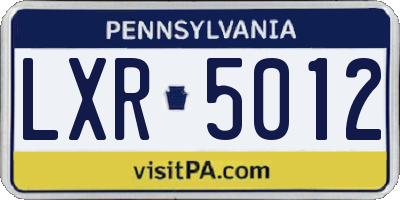 PA license plate LXR5012