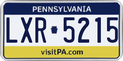 PA license plate LXR5215