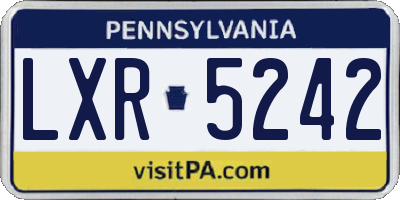 PA license plate LXR5242