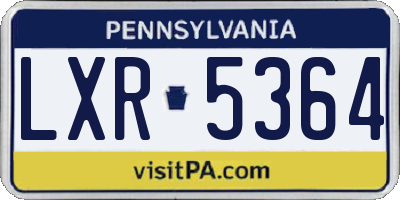 PA license plate LXR5364