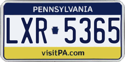 PA license plate LXR5365