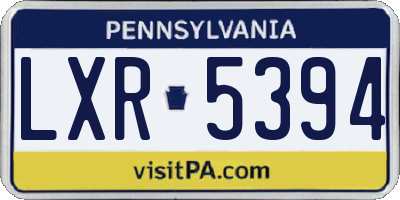 PA license plate LXR5394