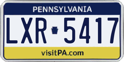 PA license plate LXR5417