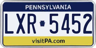 PA license plate LXR5452