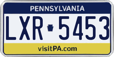 PA license plate LXR5453
