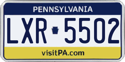 PA license plate LXR5502
