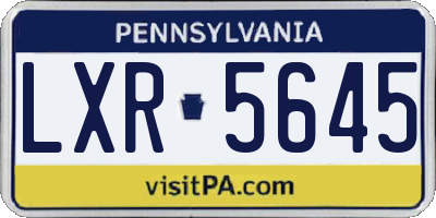 PA license plate LXR5645