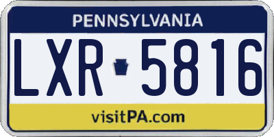 PA license plate LXR5816