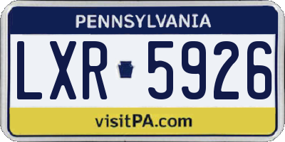 PA license plate LXR5926