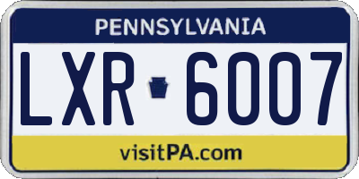 PA license plate LXR6007