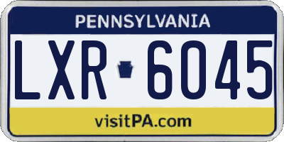 PA license plate LXR6045